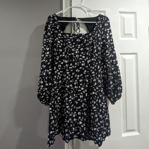 ASOS Women's size small short long sleeved black dress with white floral
